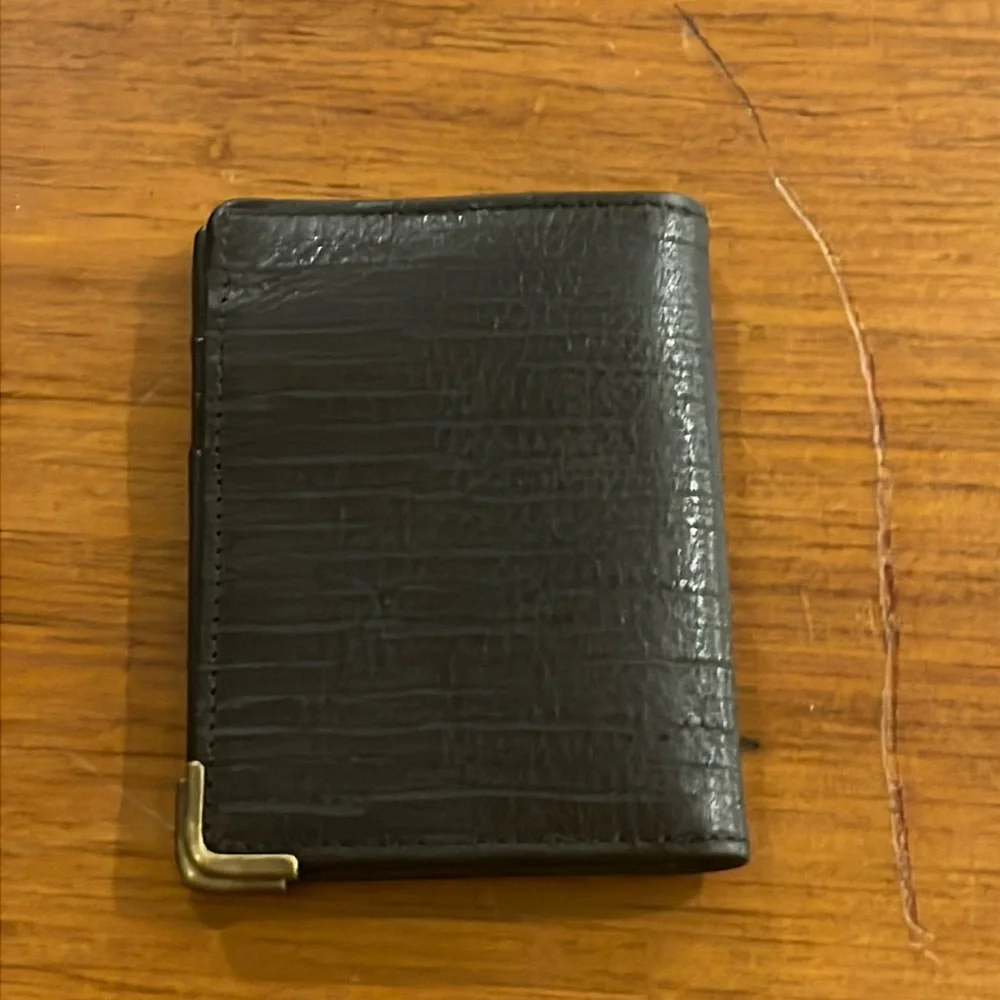 Will Leather Goods Bi Fold Wallet Card Case Black new